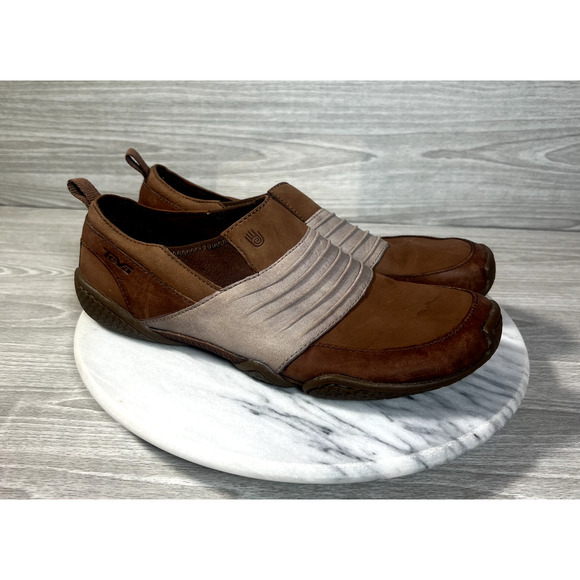 Teva Shoes - Teva Comfort Shoes Womens‎ Size 8.5 Brown Leather Slip On 6042 Outdoor Low Top